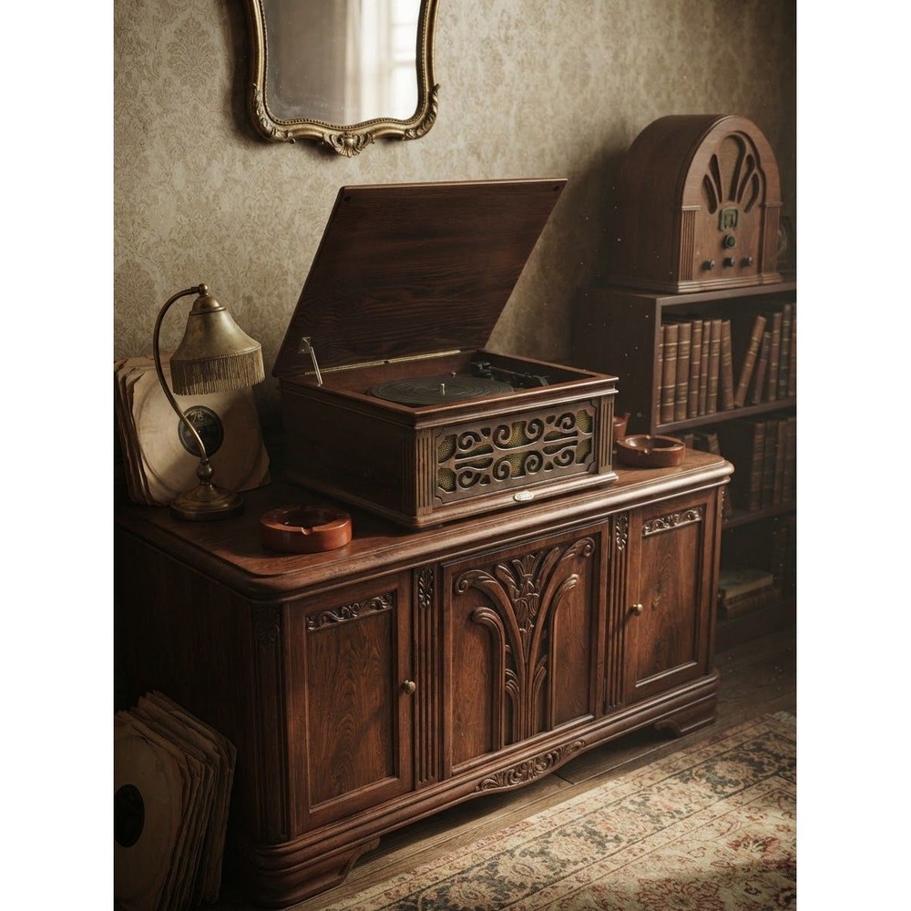 Crosley CR40 Mini-Turntable Vintage Style Wood Record Player Brown 33/45 RPM
